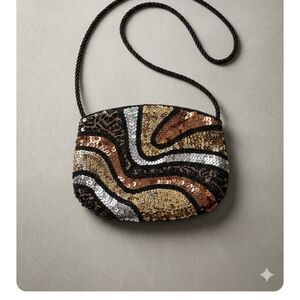 Sequin Wave Crossbody Bag in Black, Gold & Copper